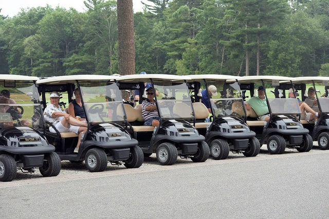 20th Annual Golf Tournament, Golf Carts lined up and ready to go